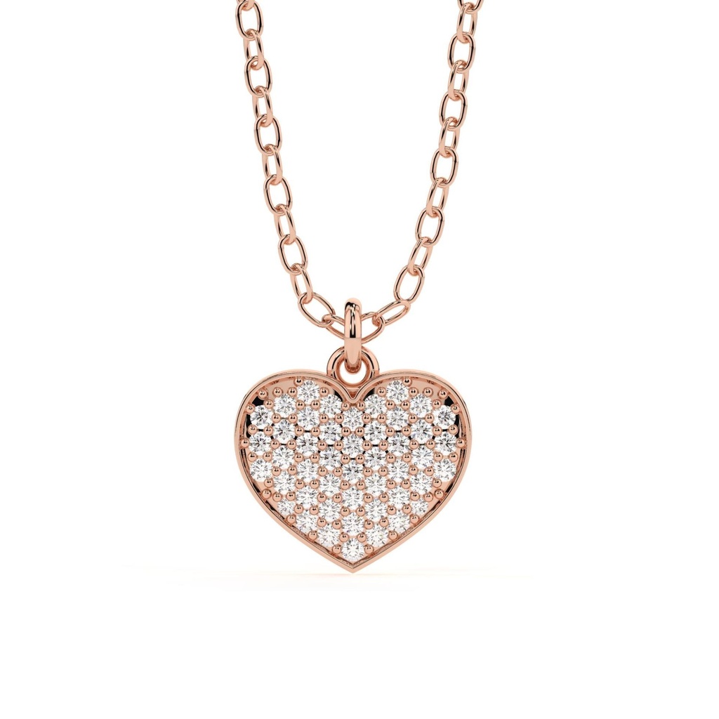 Round Cut Diamond Heart Shape Pendant For Women
