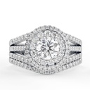 Round Cut Diamond Double Halo Heavy Bridal Set Ring for Women
