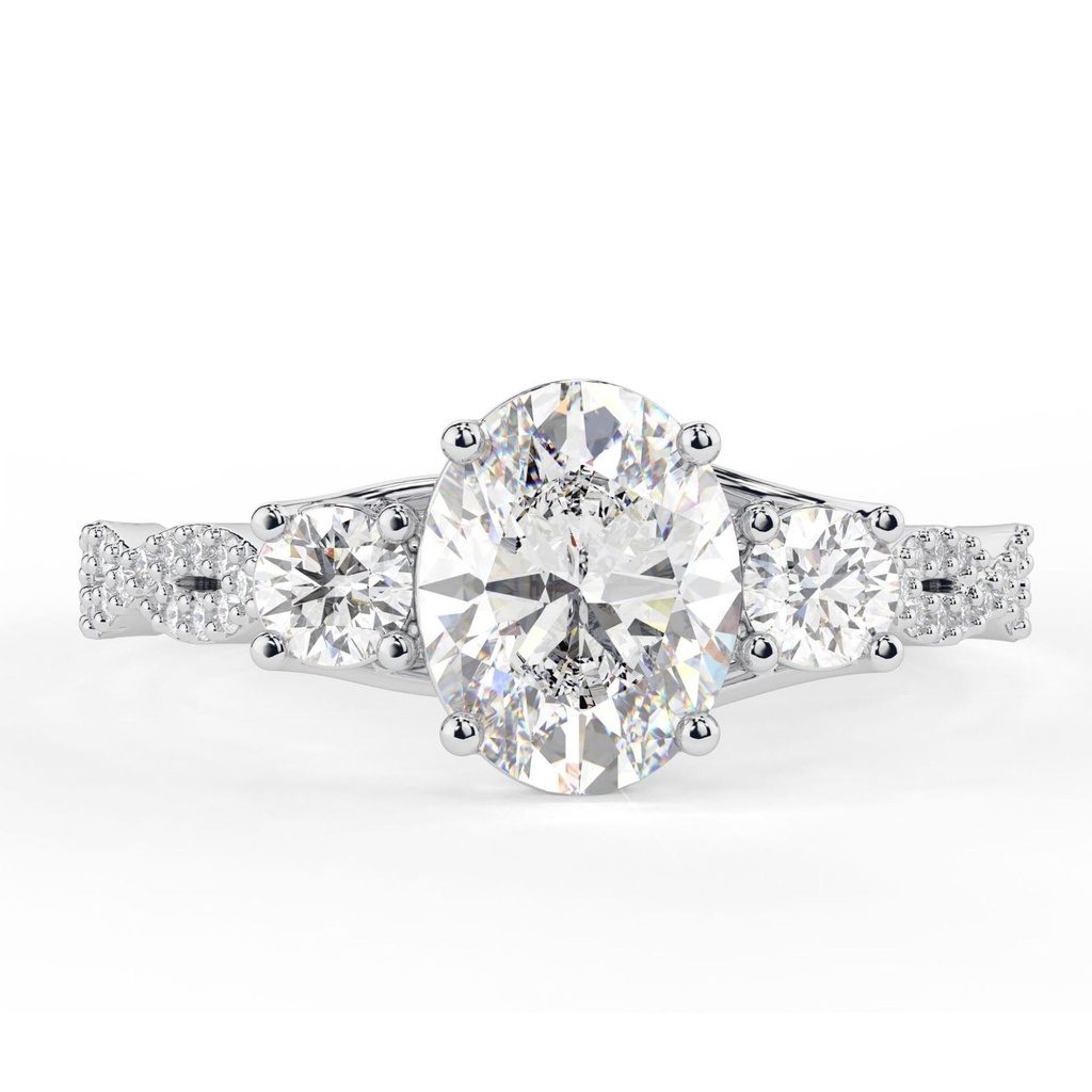 Oval Cut Diamond 3 Stone Twisted Anniversary Ring for Women