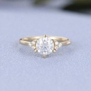  Round Cut Lab Grown Diamond Cluster Engagement Ring, Yellow Gold Wedding Ring, Anniversary Gift for Her, Ring For Women
