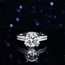 Round Cut Diamond Double Row Solitaire With Accents Engagement Ring for Women