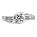 Round Cut Diamond Solitaire With Accents Twisted Engagement Ring For Women