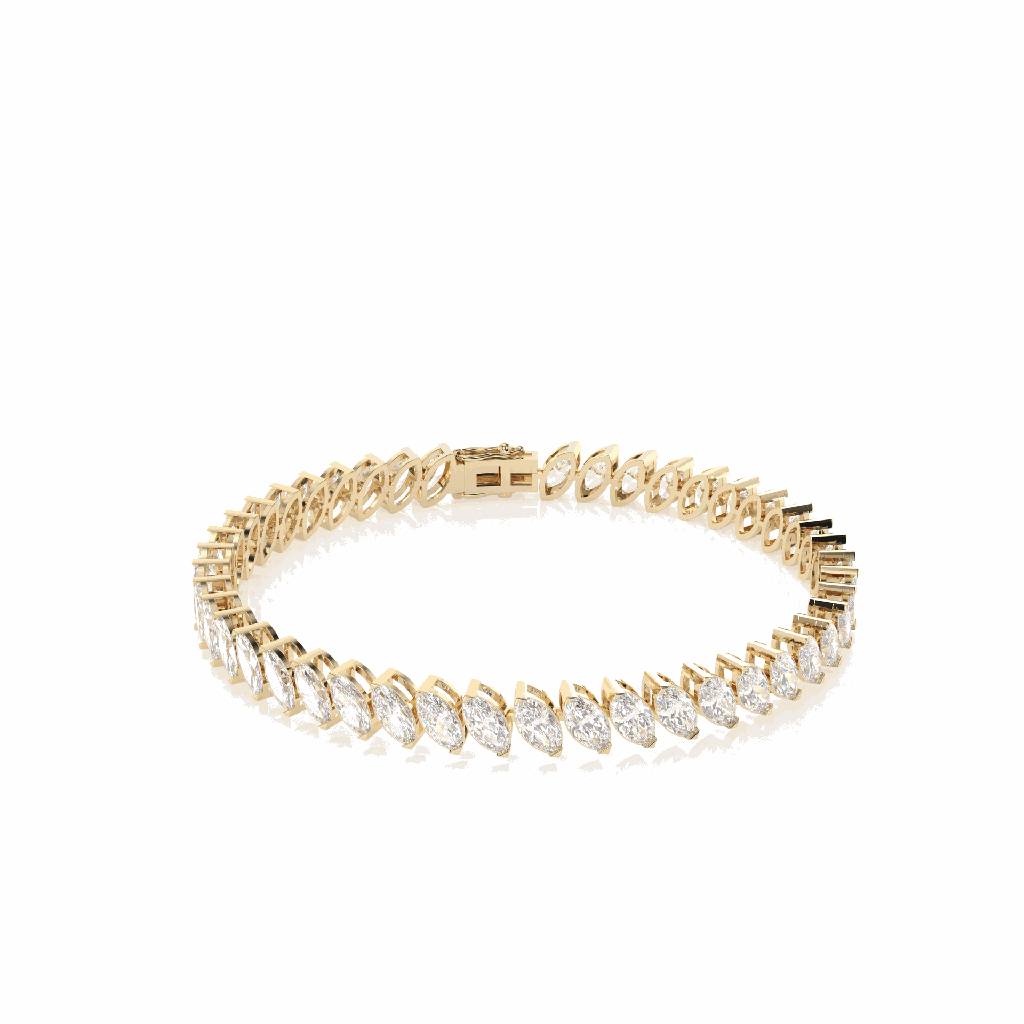 Moissanite Marquise stone Sterling Silver Tennis Bracelet