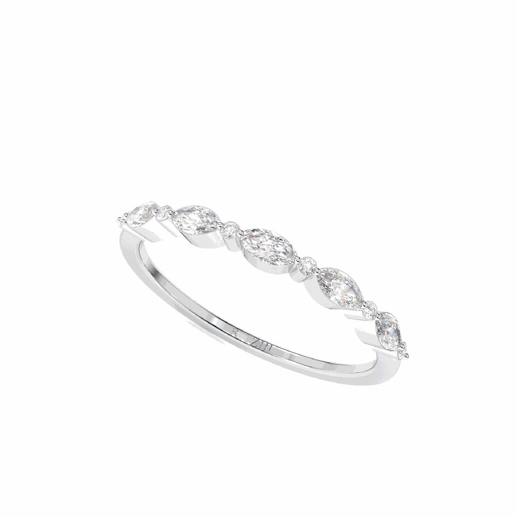 Marquise Round Diamond Half Eternity Band for Women