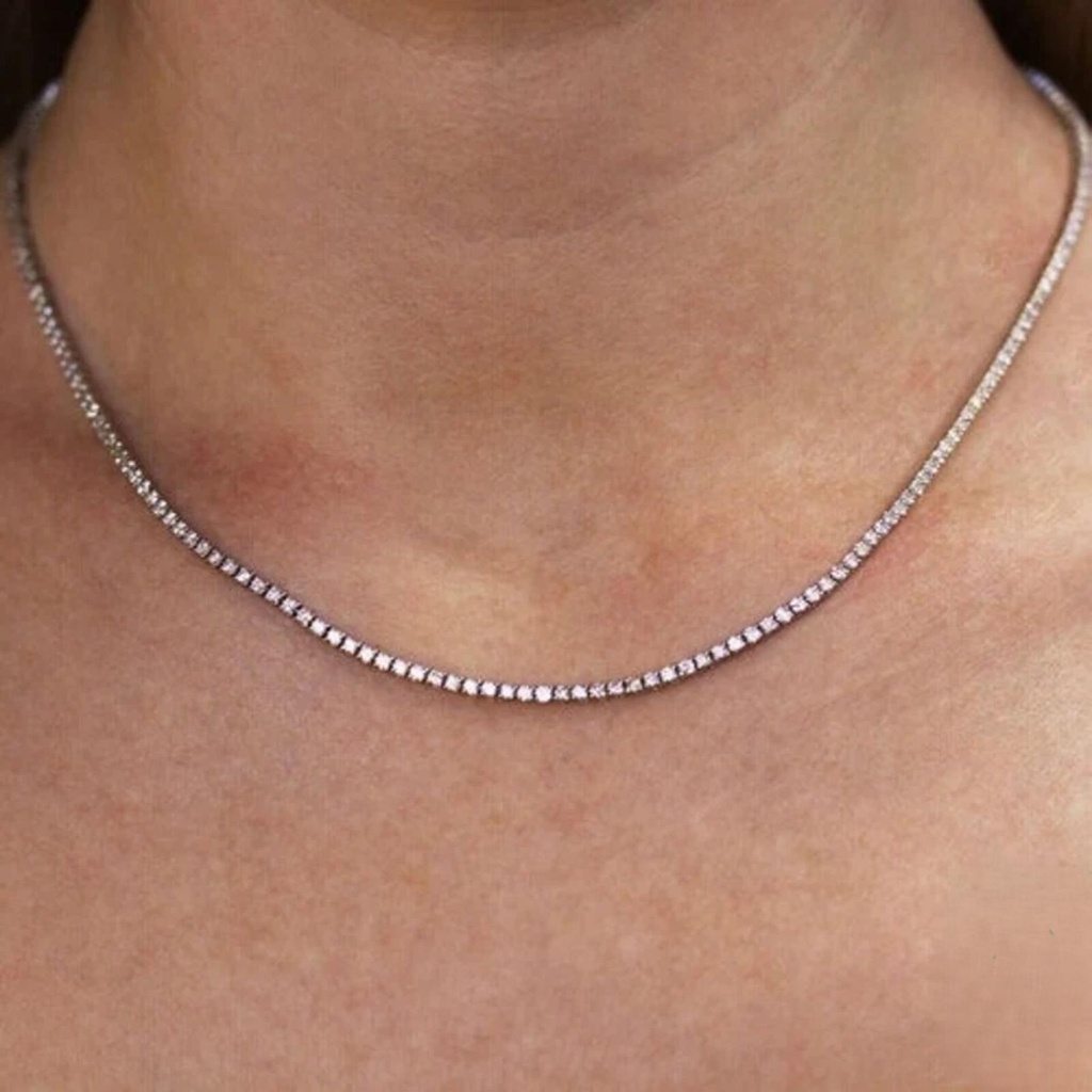 1.70MM Round Cut Diamond Tennis Chain For Women