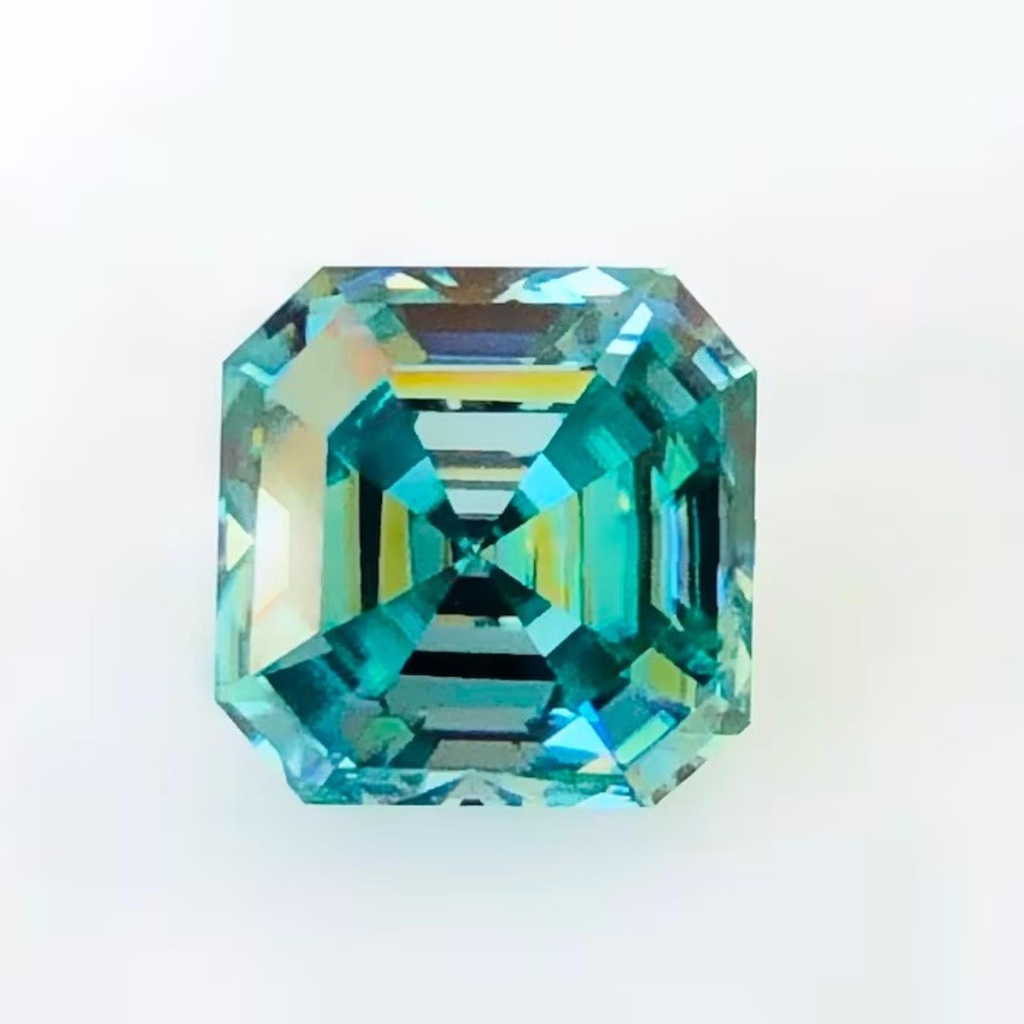 Loose Moissanite Blue Clean Asscher Cut 6.00 x 4.00 MM