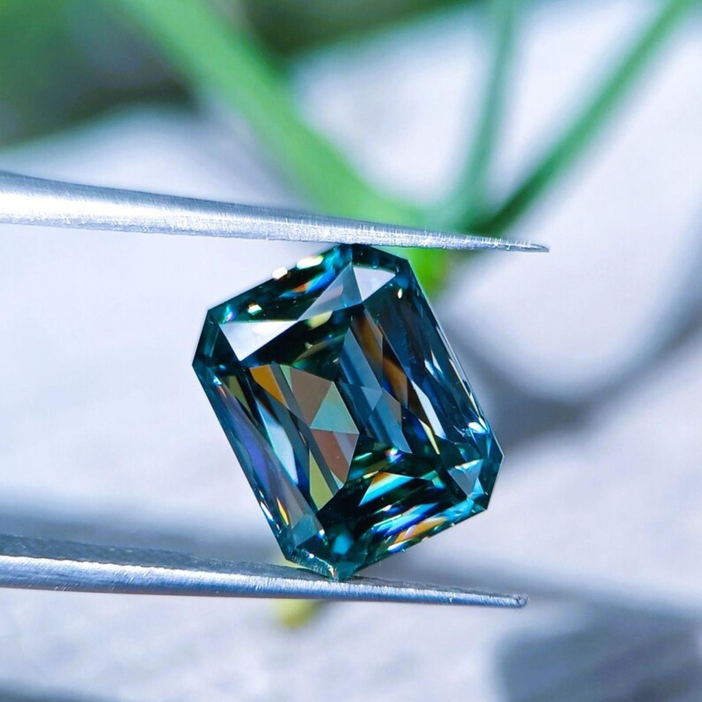 Loose Moissanite Blue Clean Criss Cut Cushion 6.50 MM