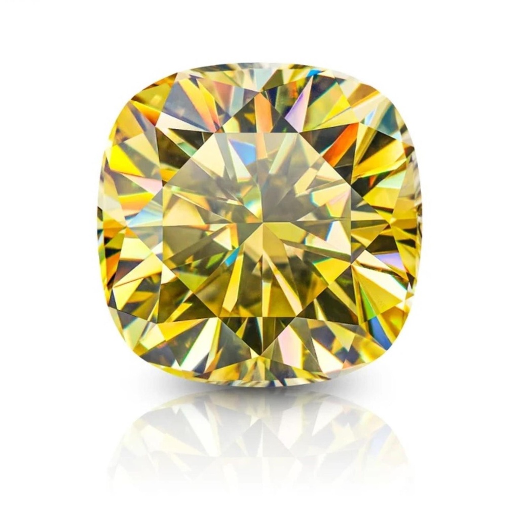 Loose Moissanite Canary Yellow Clean Cushion Cut 11.50 MM
