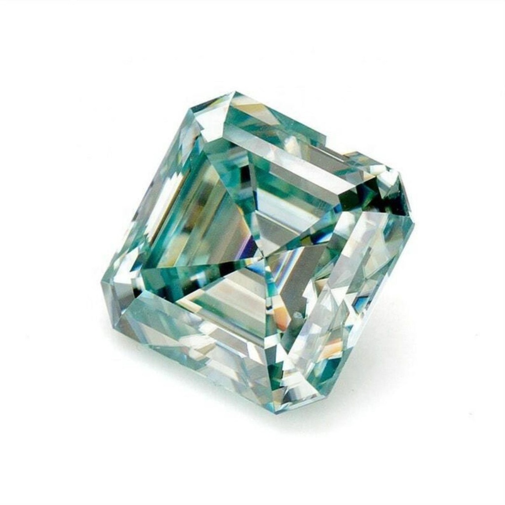 Loose Moissanite Fancy Blue Clean Asscher Cut 10.50 MM