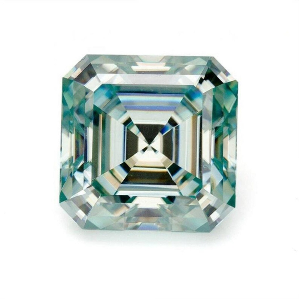 Loose Moissanite Fancy Blue Clean Asscher Cut 7.00 MM