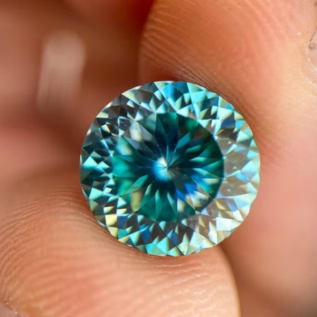 Loose Moissanite Fancy Blue Clean Portuguese Cut 9.75 MM