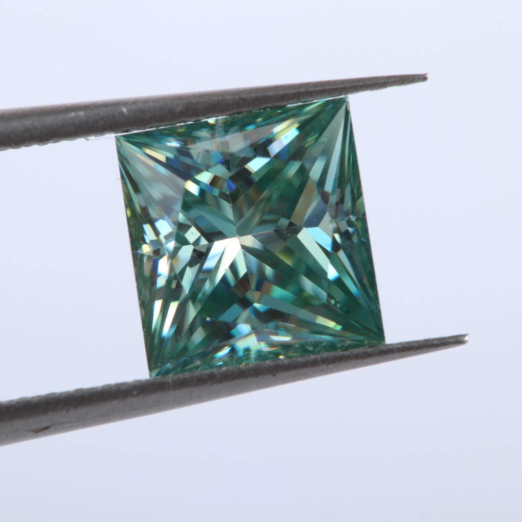 Loose Moissanite Fancy Blue Clean Princess Cut 8.00 MM