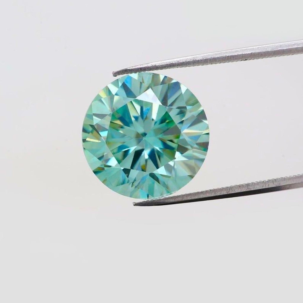Loose Moissanite Fancy Blue Clean Round Cut 10.25 MM