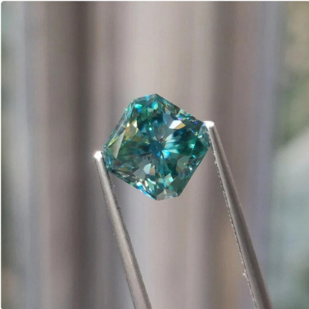 Loose Moissanite Fancy Blue Clean Square Radiant Cut 8.50 MM