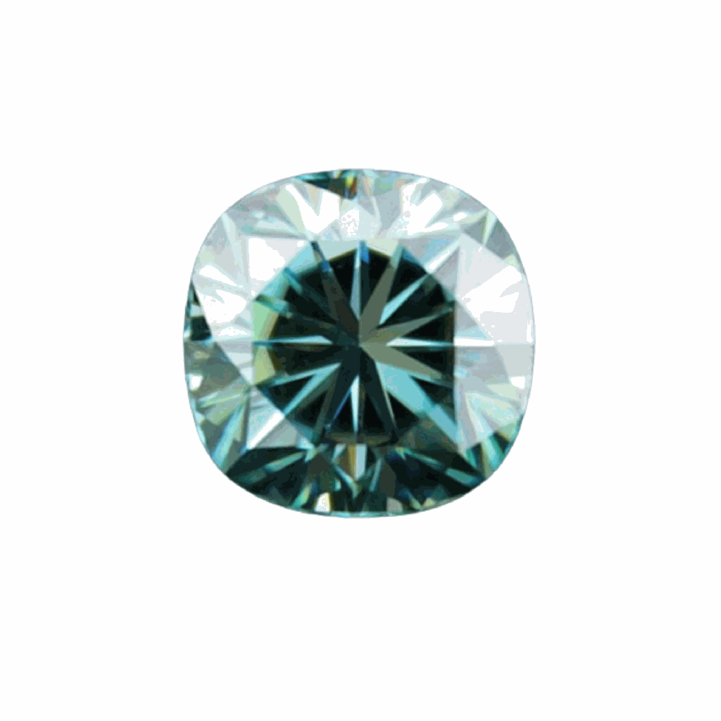 Loose Moissanite Green Clean Cushion Cut 7.00 MM