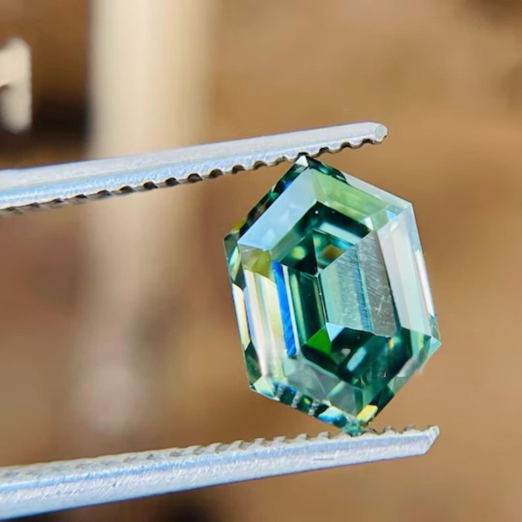 Loose Moissanite Green Clean Long Hexagon Cut 9.00 x 6.00 MM