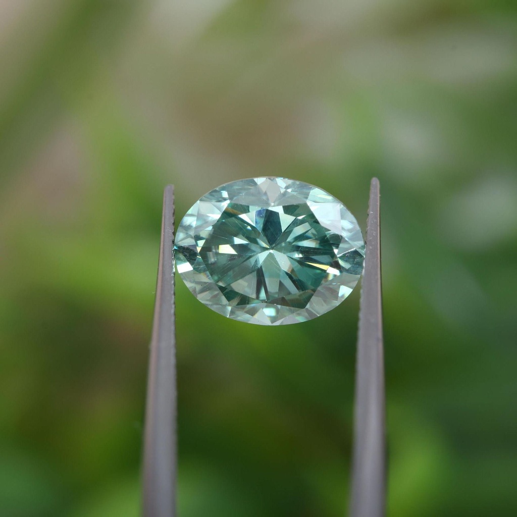 Loose Moissanite Green Clean Oval Cut 12.00 x 10.00 MM