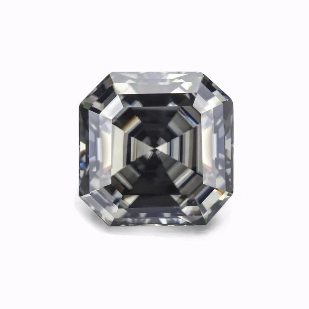 Loose Moissanite Grey Clean Asscher Cut 5.00 MM