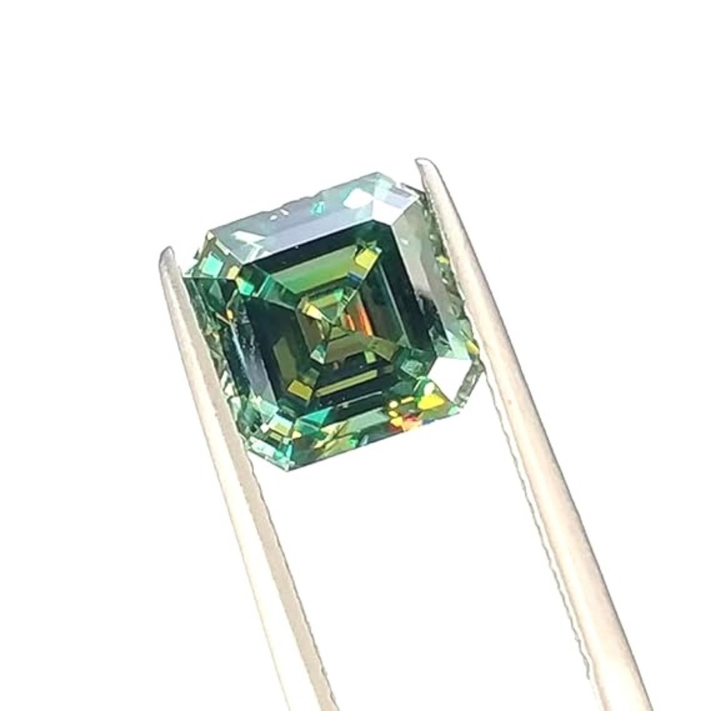 Loose Moissanite Light Green Clean Asscher Cut 8.50 MM