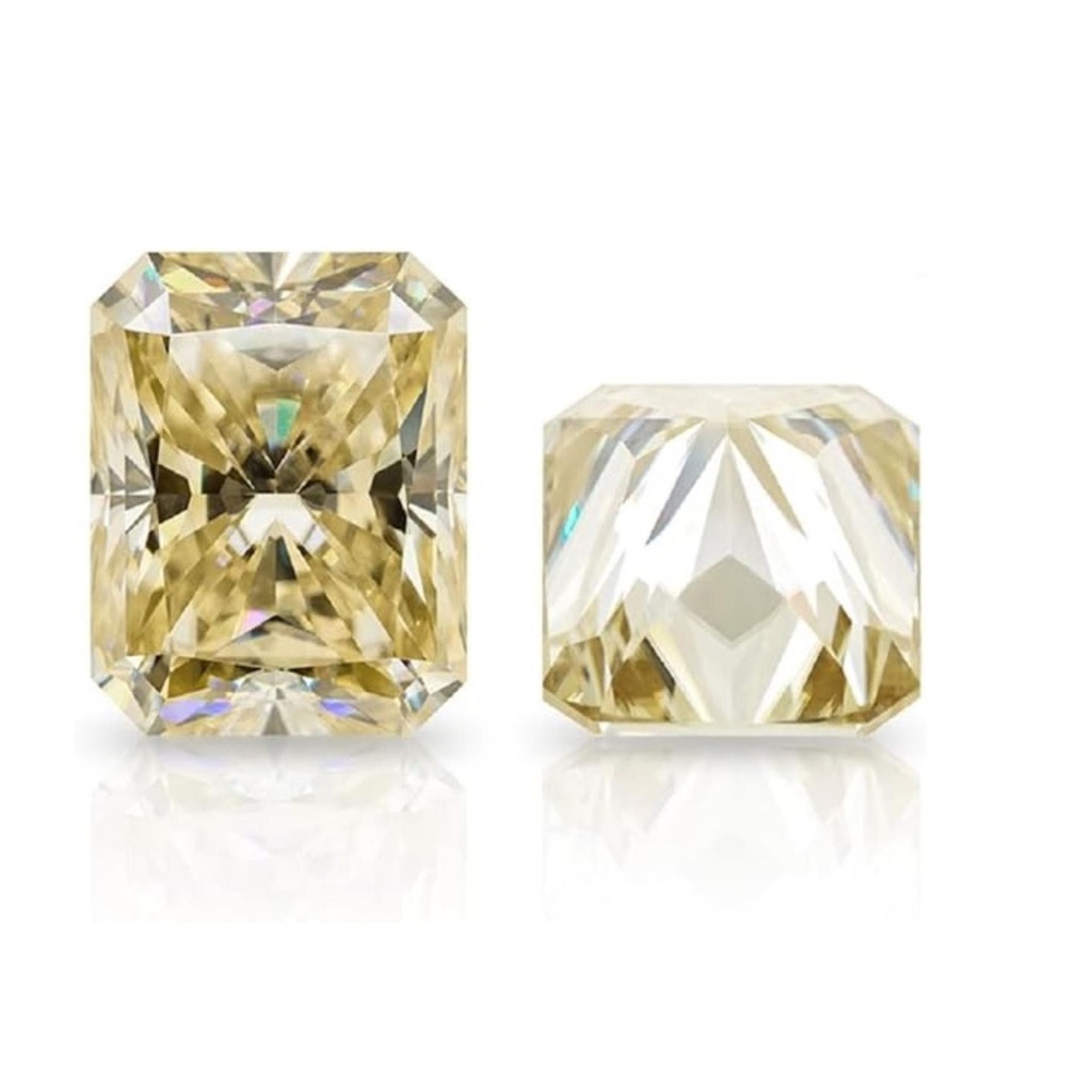 Loose Moissanite Off White Yellow Clean Radiant Cut 7.00 x 5.00 MM