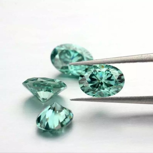 Loose Moissanite Vivid Green Clean Oval Cut 9.00 x 7.00 MM