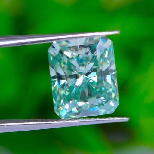 Loose Moissanite Vivid Green Clean Radiant Cut 10.00 x 7.00 MM
