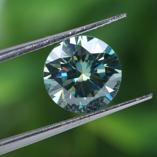 Loose Moissanite Vivid Green Clean Round Cut 9.75 MM