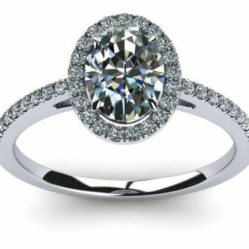 Halo Moissanite Engagement Ring Oval Cut For Women 