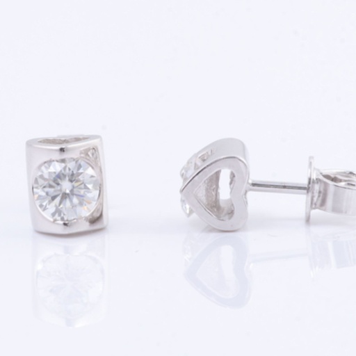  Round Moissanite Diamond Stud Earring