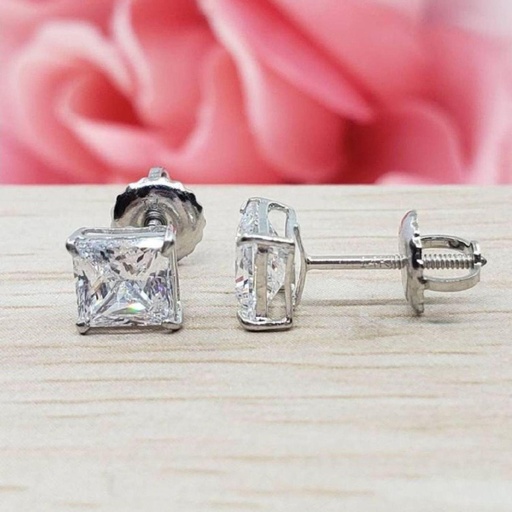  Princess Cut Diamond Stud Earrings For Women