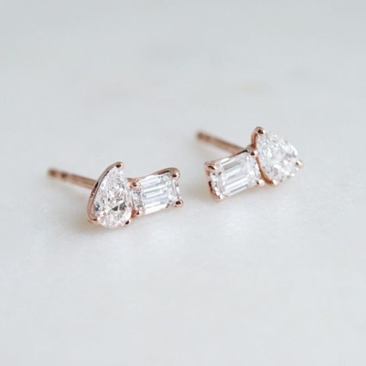 Emerald & Pear Stone Stud Earring For Women