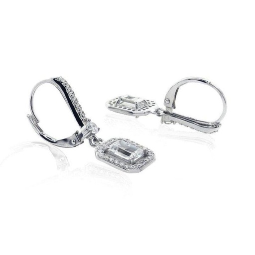  Emerald Cut Moissanite Drops/Dangle Earring For Women