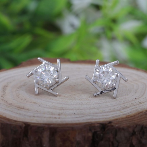  Round Cut Diamond Unique Stud Earring For Women