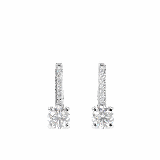 Round Cut Stone Hoop Earring For Women