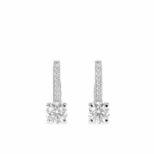 Round Cut Stone Hoop Earring For Women