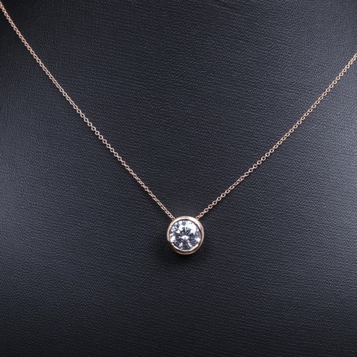 Round Cut Diamond Bezel Necklace For Women