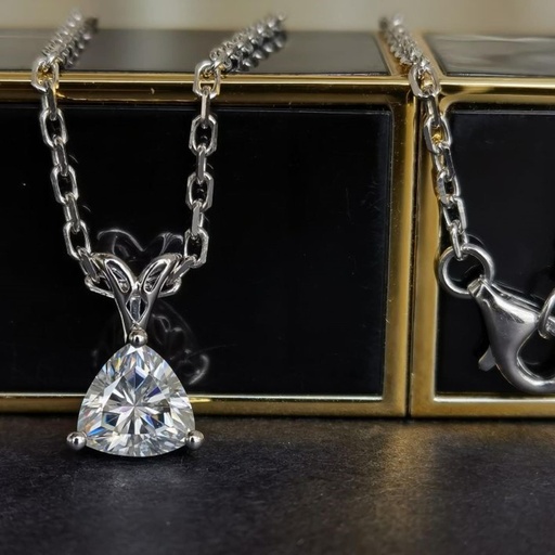 Trillion Cut Moissanite Solitaire Wedding Pendant