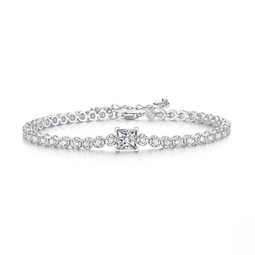 Princess And Round Diamond Bracelet For Women