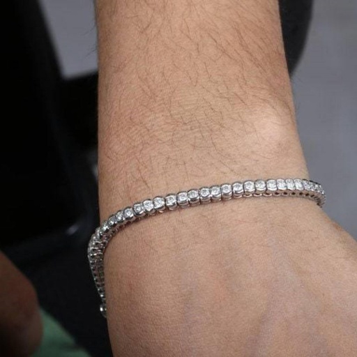 3.00 mm Round Cut Diamond Half Bezel Bracelet For Women