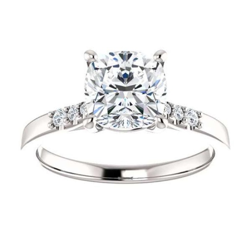  Cushion Cut Diamond Solitaire With Accents Gift For Women