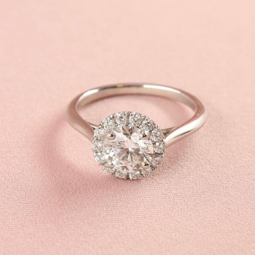 Round Cut Diamond Halo Engagement Ring For Women