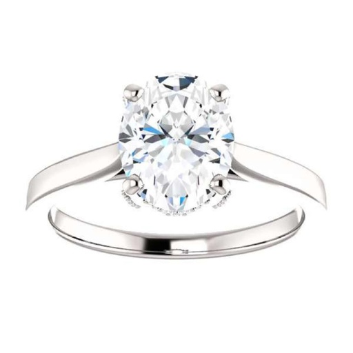  Oval Cut Diamond Hidden Halo Engagement Ring For Women