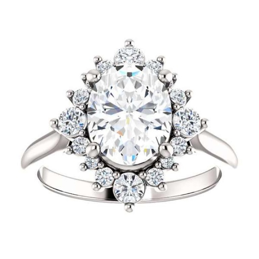  Oval Cut Diamond Cluster Engagement Ring for Women