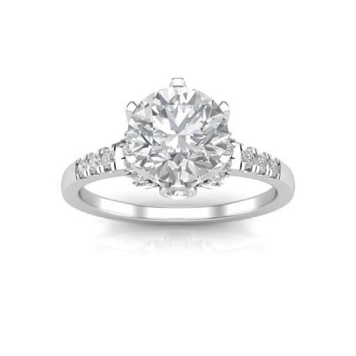  Round Cut Diamond Hidden Halo Engagement Ring for Women