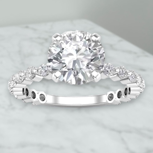 Round Cut Diamond Solitaire With Accents Ring Gift For Women