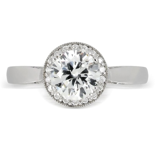 Round Cut Diamond Hidden Halo Engagement Ring For Women