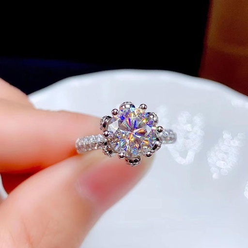 Round Cut Diamond Hidden Halo Engagement Ring For Women