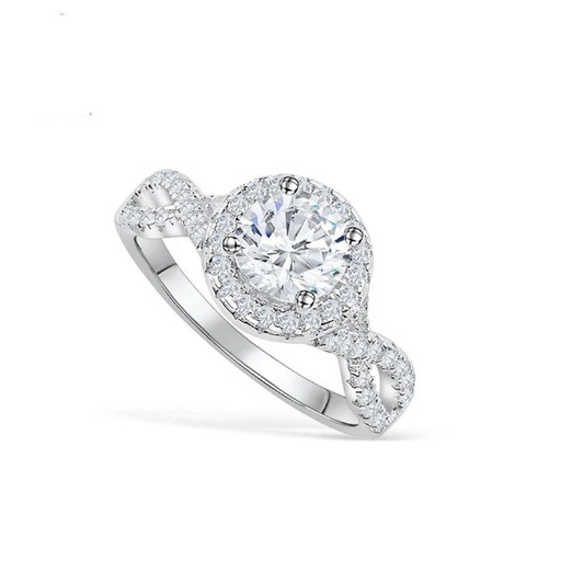 Round Cut Diamond Twisted Halo Anniversary Ring For  Women