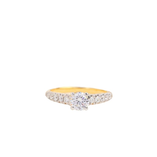 Round Cut Diamond Solitaire With Accents Engagement Ring For Women