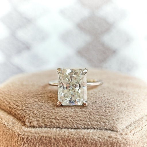 Radiant Cut Diamond Hidden Halo Engagement Ring for Women